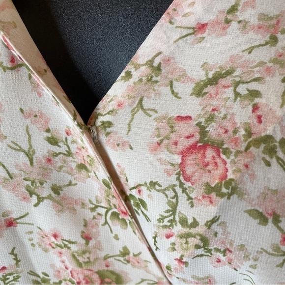 Floral Puff Sleeve Korean Wrap Dress OS / S - Picture 12 of 16